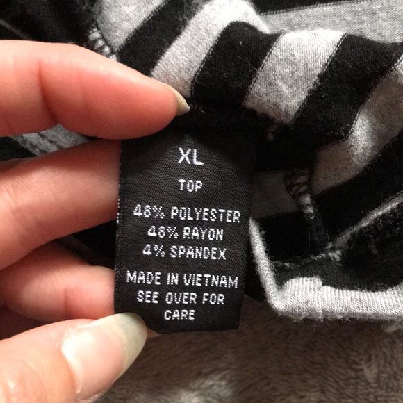 AB Studio Short Sleeve Grey & Black Striped Dress - Picture 5 of 5